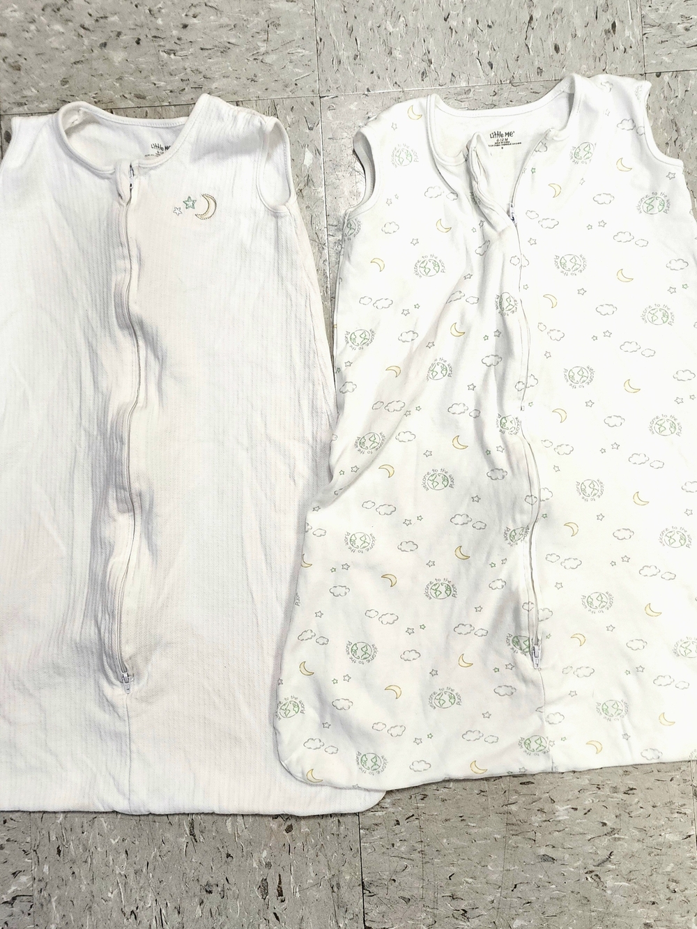 2 Little Me White Sleep Sacks with Moon & Cloud Print